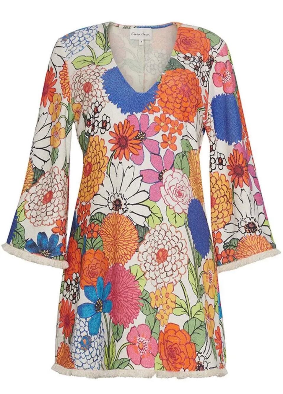 Cara Cara Mabel Dress in Retro Floral Print Terry Cloth Mini Dress, Medium